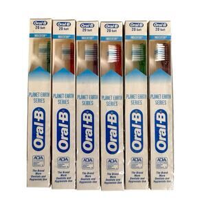 Vintage Oral B 20 Soft Child Toothbrush Indicator Bristles Planet Earth 6 Count